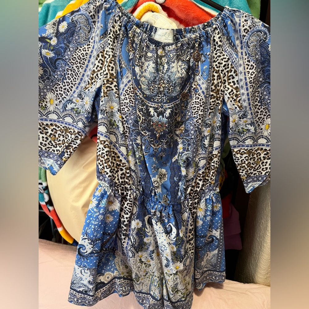 Camilla kids Blue and White Patterned Romper  jumpsuit